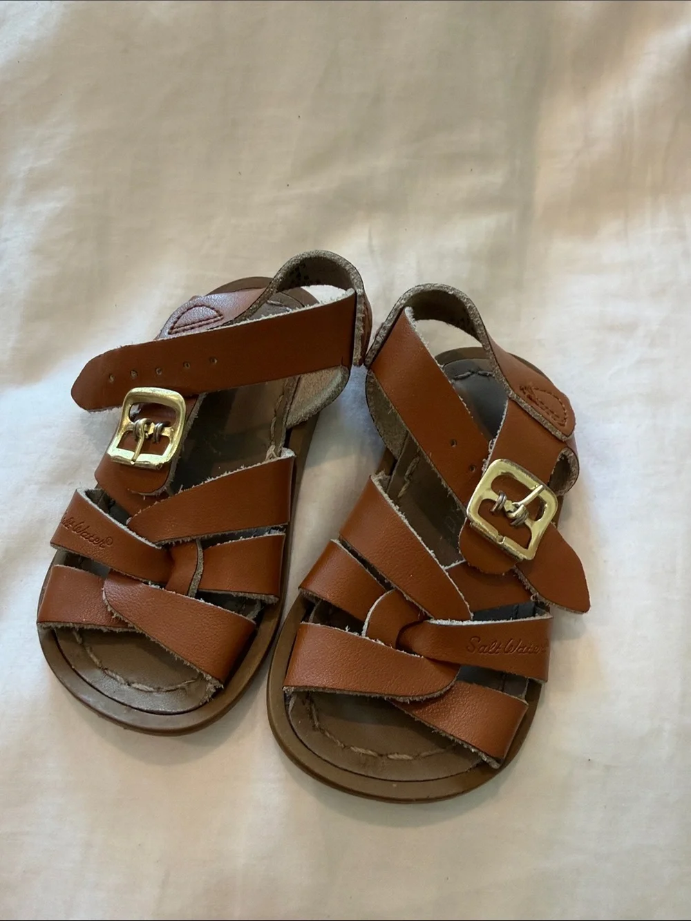 Toddler Salt Water Sandals by Hoy Brown Leather Sandals with Gold Buckles
